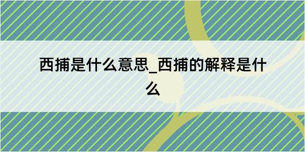 西捕是什么意思_西捕的解释是什么