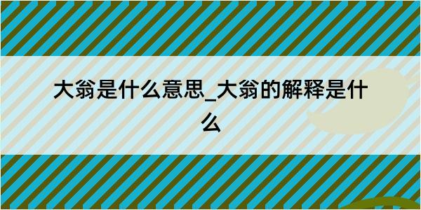 大翁是什么意思_大翁的解释是什么