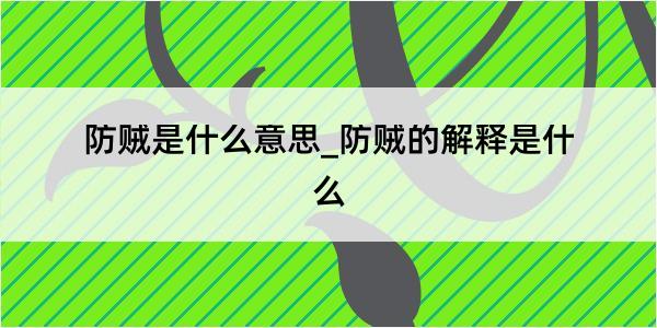 防贼是什么意思_防贼的解释是什么