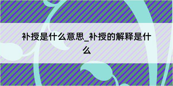 补授是什么意思_补授的解释是什么