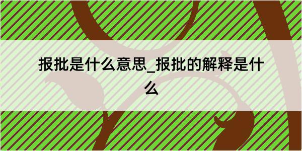 报批是什么意思_报批的解释是什么