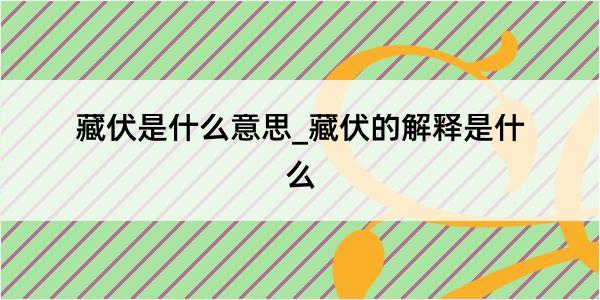 藏伏是什么意思_藏伏的解释是什么