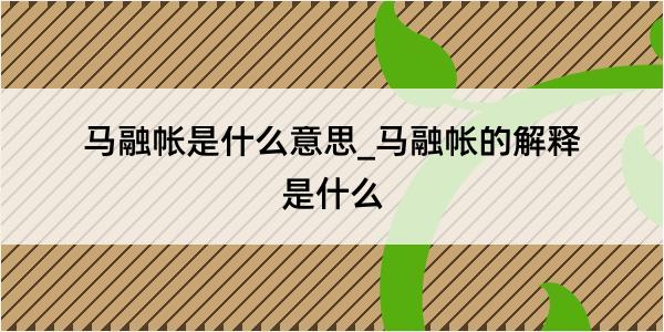 马融帐是什么意思_马融帐的解释是什么