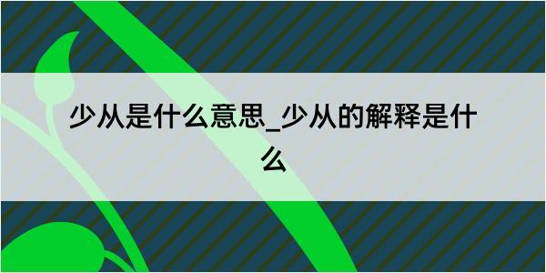 少从是什么意思_少从的解释是什么