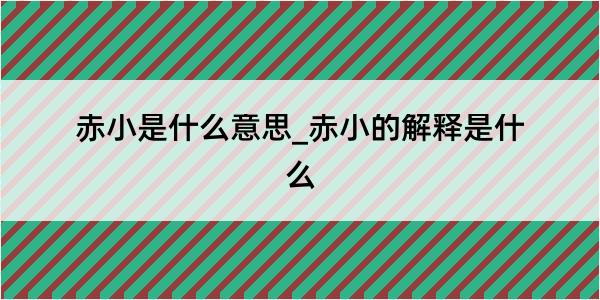 赤小是什么意思_赤小的解释是什么