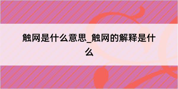 触网是什么意思_触网的解释是什么