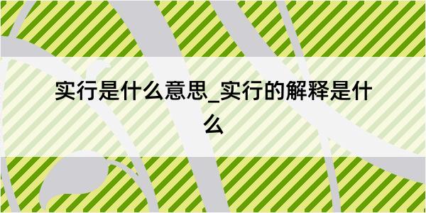 实行是什么意思_实行的解释是什么