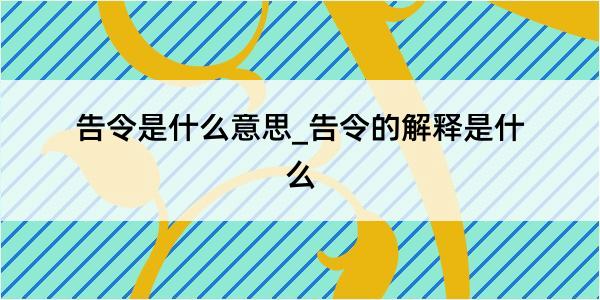 告令是什么意思_告令的解释是什么