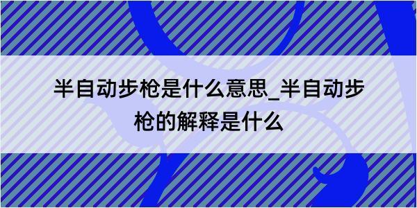 半自动步枪是什么意思_半自动步枪的解释是什么