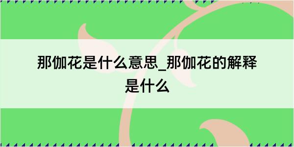 那伽花是什么意思_那伽花的解释是什么