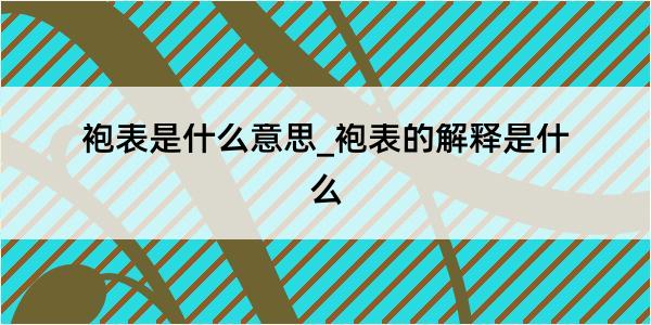 袍表是什么意思_袍表的解释是什么