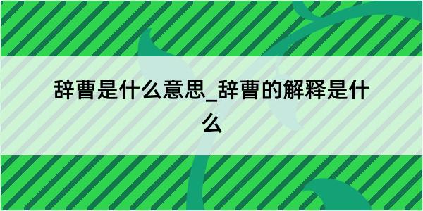 辞曹是什么意思_辞曹的解释是什么