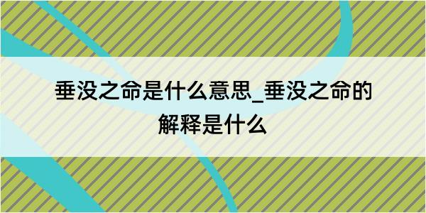 垂没之命是什么意思_垂没之命的解释是什么