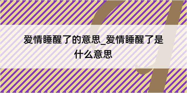 爱情睡醒了的意思_爱情睡醒了是什么意思