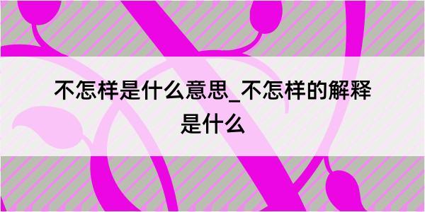 不怎样是什么意思_不怎样的解释是什么