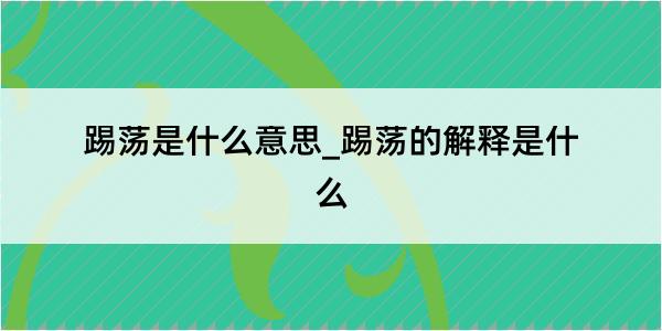 踢荡是什么意思_踢荡的解释是什么