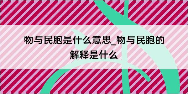 物与民胞是什么意思_物与民胞的解释是什么