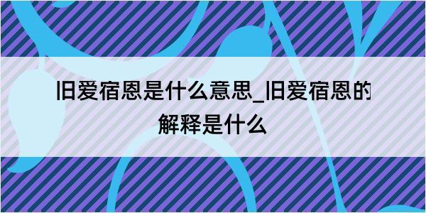 旧爱宿恩是什么意思_旧爱宿恩的解释是什么