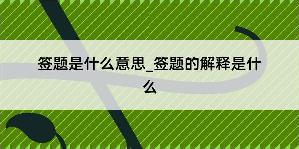 签题是什么意思_签题的解释是什么