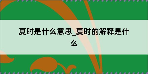 夏时是什么意思_夏时的解释是什么