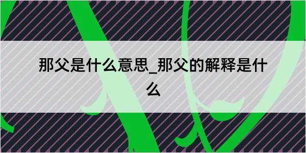 那父是什么意思_那父的解释是什么