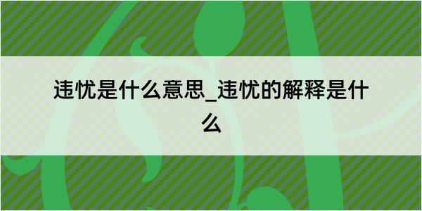 违忧是什么意思_违忧的解释是什么