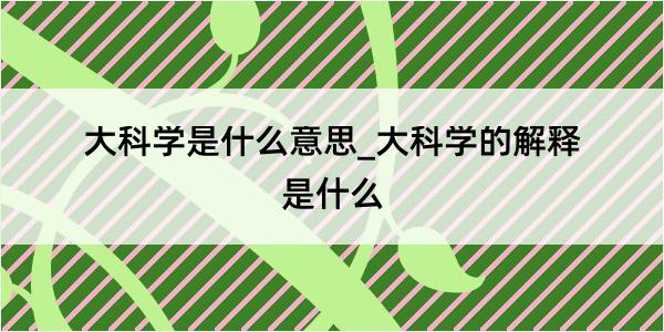 大科学是什么意思_大科学的解释是什么