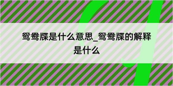 鸳鸯牒是什么意思_鸳鸯牒的解释是什么