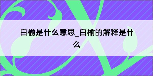 白榆是什么意思_白榆的解释是什么