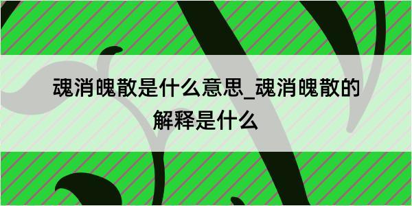 魂消魄散是什么意思_魂消魄散的解释是什么