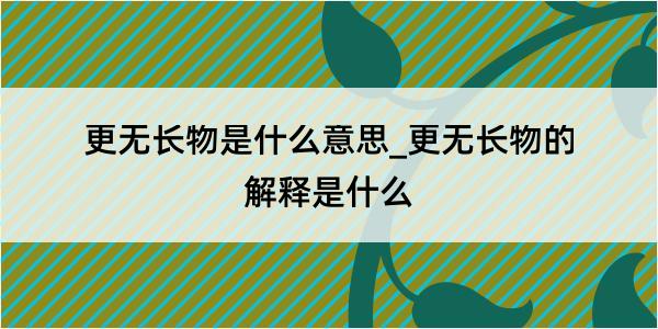 更无长物是什么意思_更无长物的解释是什么