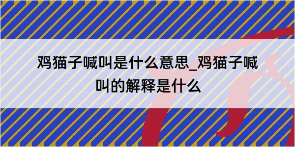 鸡猫子喊叫是什么意思_鸡猫子喊叫的解释是什么