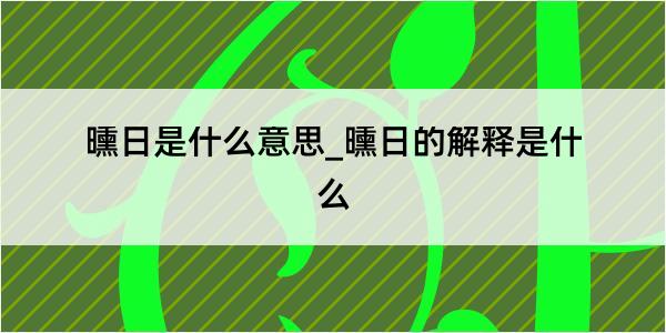 曛日是什么意思_曛日的解释是什么