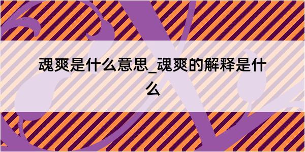 魂爽是什么意思_魂爽的解释是什么