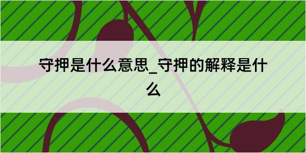 守押是什么意思_守押的解释是什么