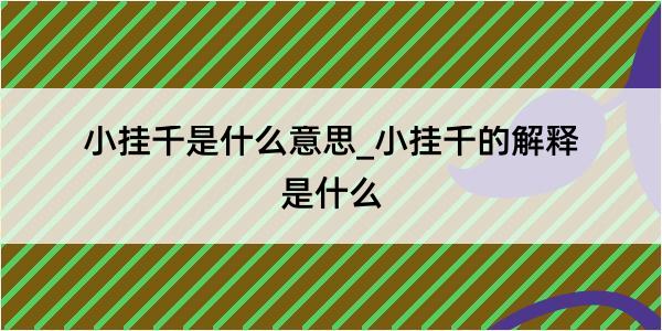 小挂千是什么意思_小挂千的解释是什么