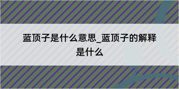 蓝顶子是什么意思_蓝顶子的解释是什么