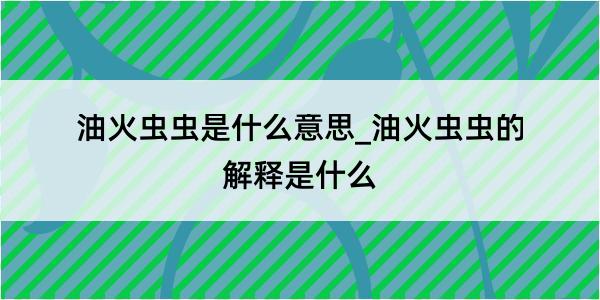 油火虫虫是什么意思_油火虫虫的解释是什么