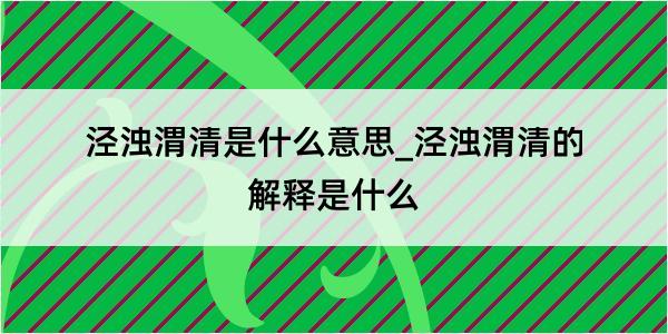 泾浊渭清是什么意思_泾浊渭清的解释是什么