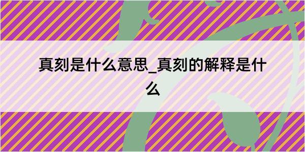 真刻是什么意思_真刻的解释是什么