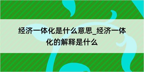 经济一体化是什么意思_经济一体化的解释是什么