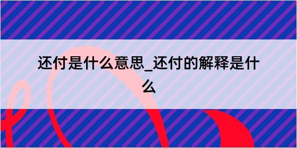 还付是什么意思_还付的解释是什么