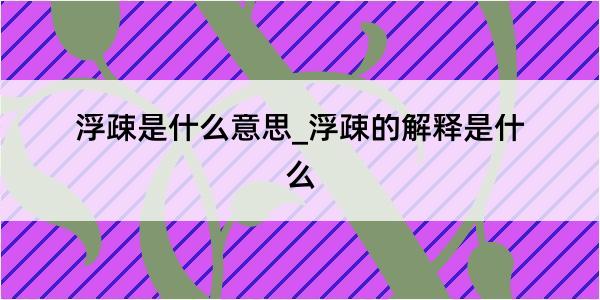 浮疎是什么意思_浮疎的解释是什么