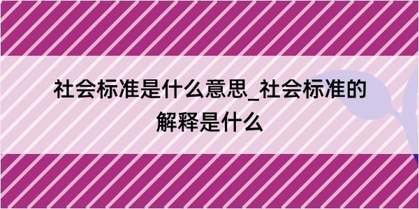 社会标准是什么意思_社会标准的解释是什么