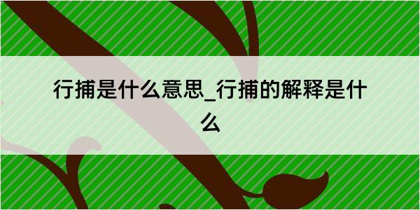 行捕是什么意思_行捕的解释是什么