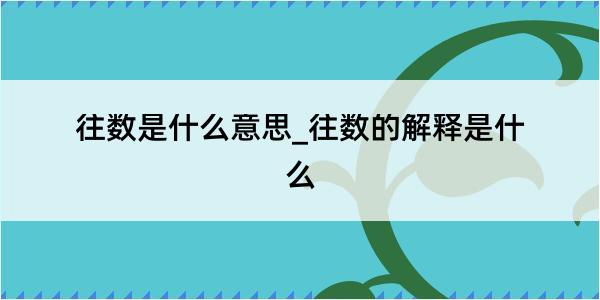 往数是什么意思_往数的解释是什么