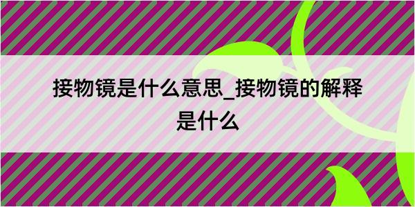 接物镜是什么意思_接物镜的解释是什么