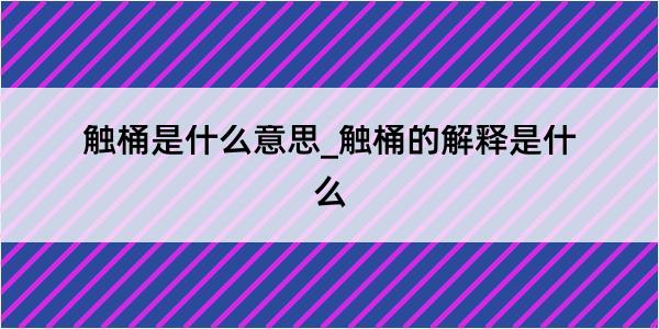 触桶是什么意思_触桶的解释是什么