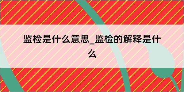 监检是什么意思_监检的解释是什么