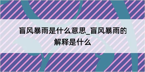 盲风暴雨是什么意思_盲风暴雨的解释是什么